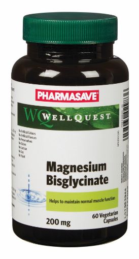 Picture of PHARMASAVE WELLQUEST MAGNESIUM BISGLYCINATE 200MG CAPSULES 60S